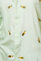 Bee Pattern Mens Hand Embroidered Full Sleeve Shirt