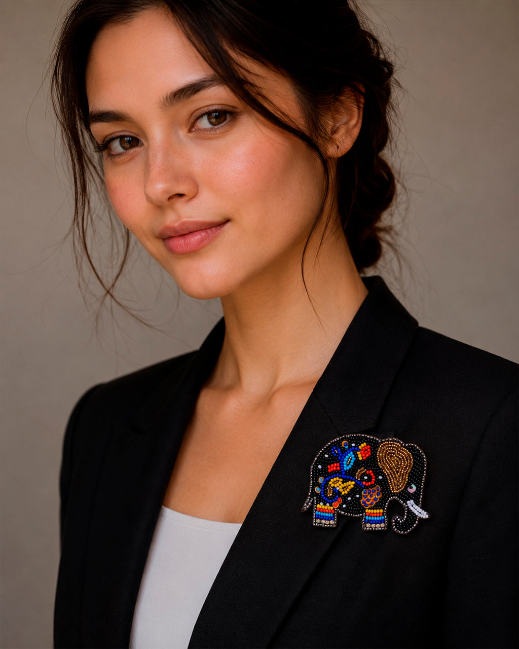 Black Elephant Brooch