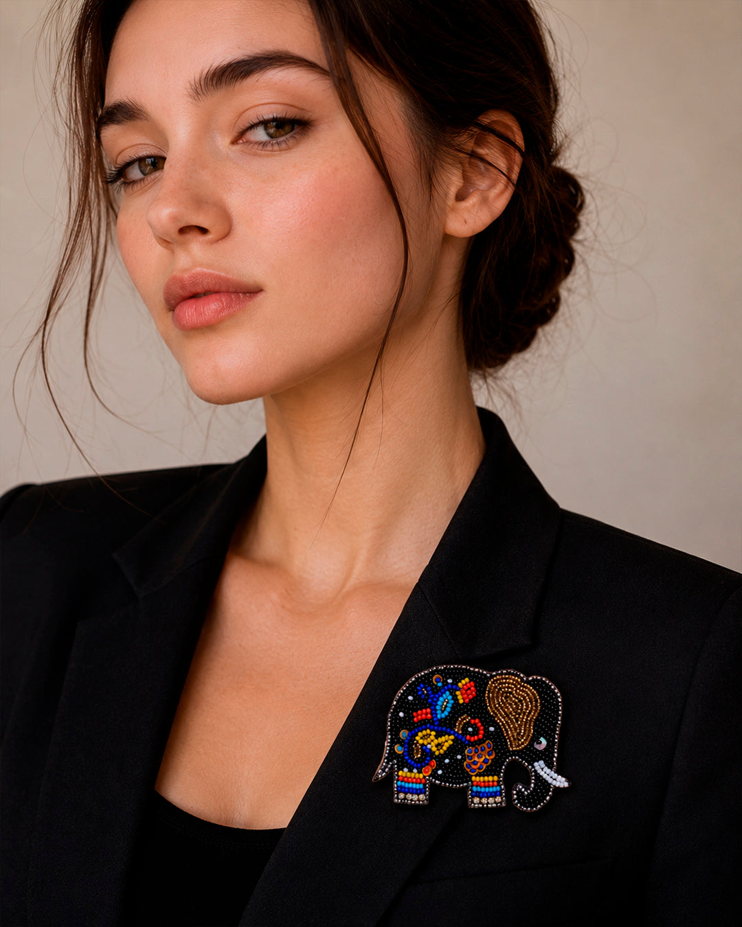 Black Elephant Brooch