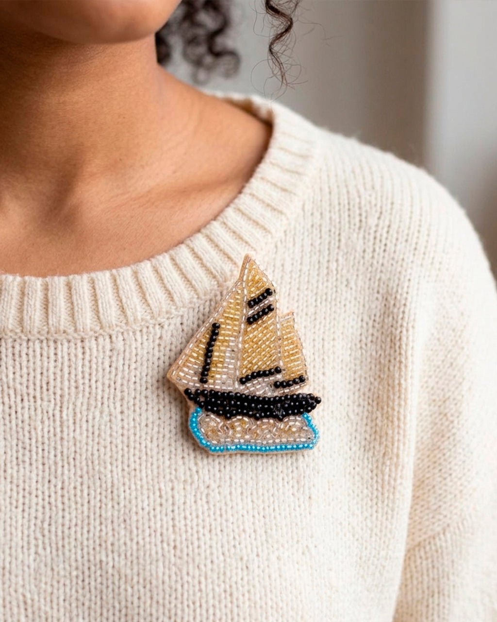 White Ship Brooch