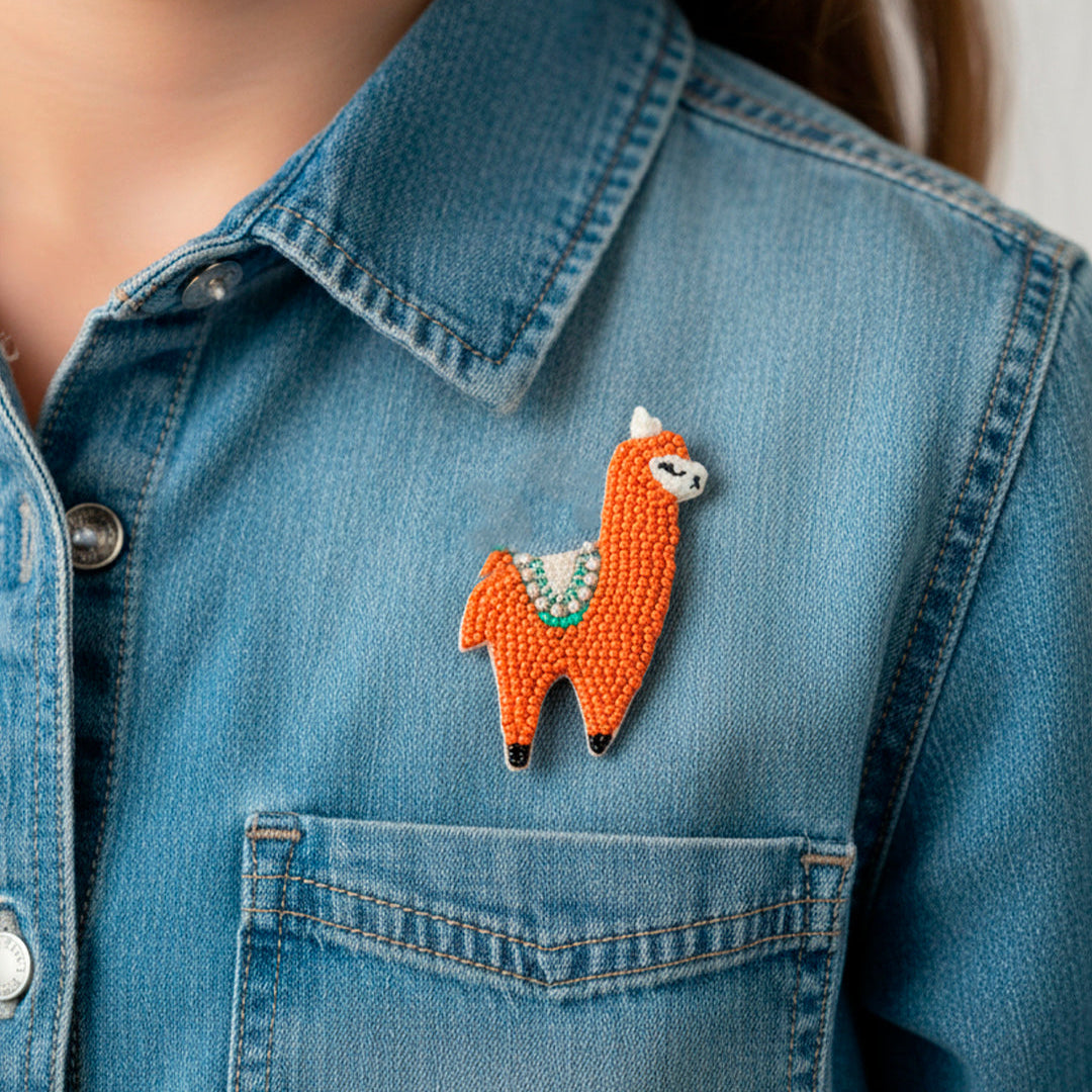 Brown Llama Brooch Pin