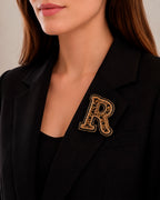 R Black Gold Brooch
