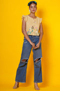 Beige Blouse With Hand Embroidery Work