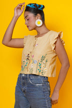 Beige Blouse With Hand Embroidery Work