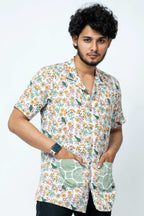 Bird Block Print Box Fit Casual Shirt