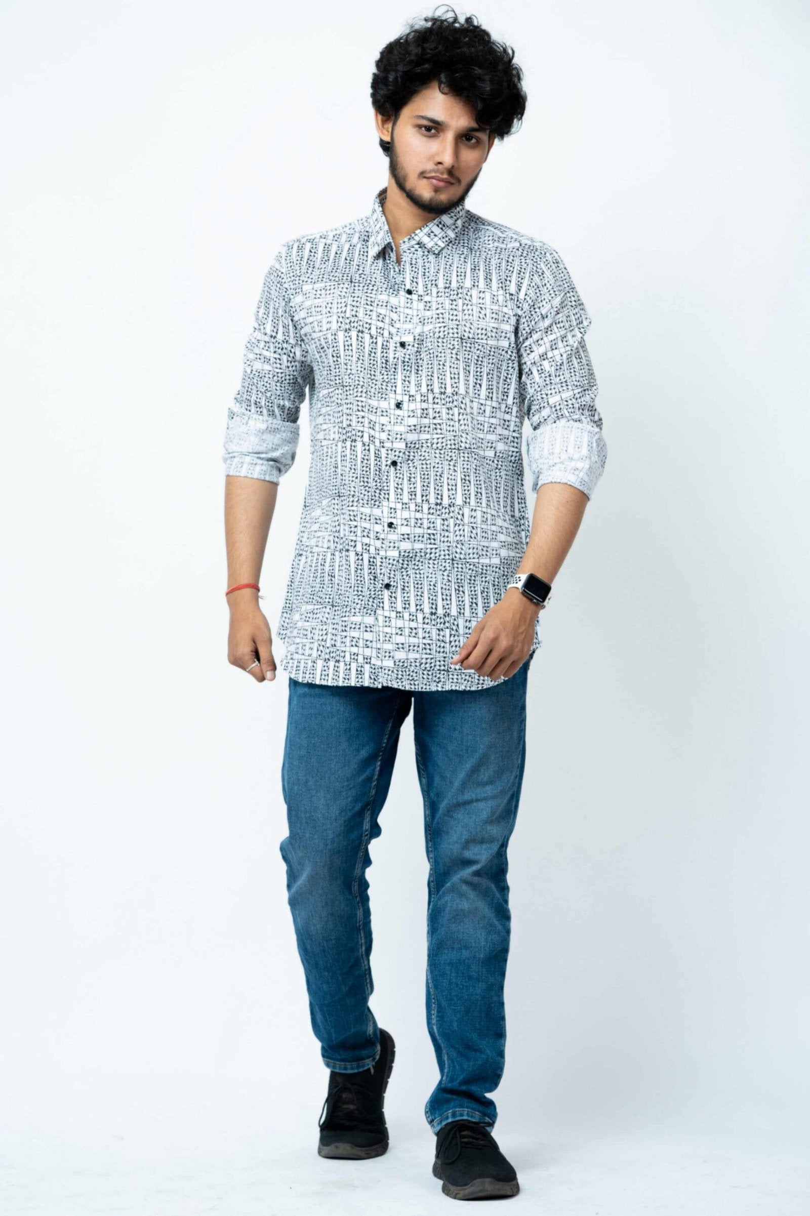 Black & White Checks Full Sleeve Mens Shirt