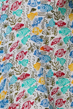 Block Print Underwater Theme Women Midi Dress