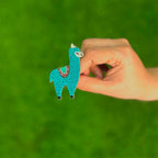 Blue Llama Brooch Pin