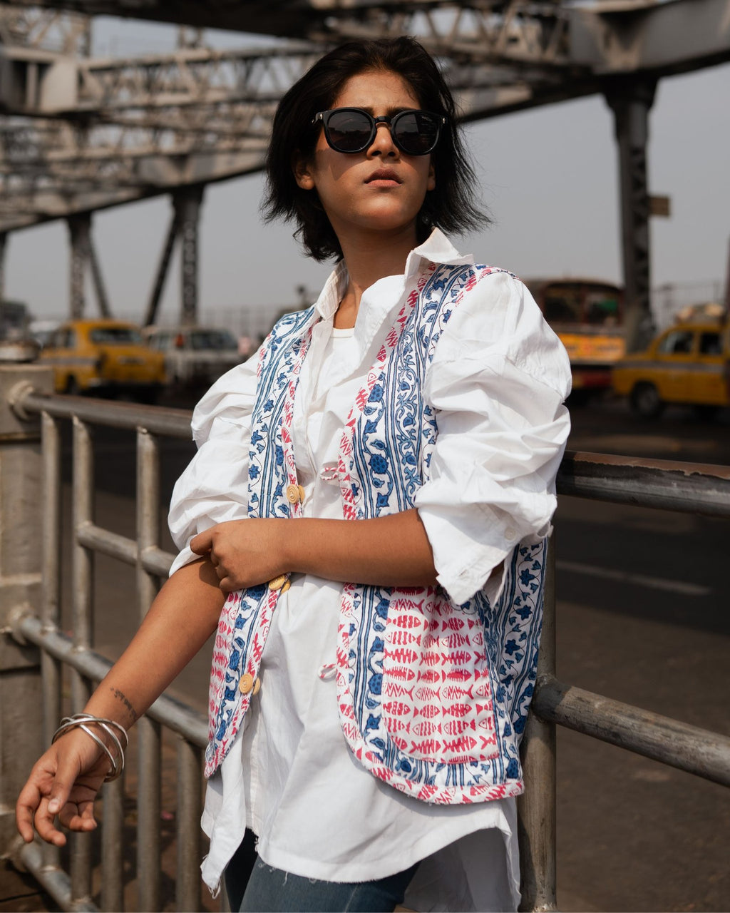 Red And Blue Reversible Cotton Jacket