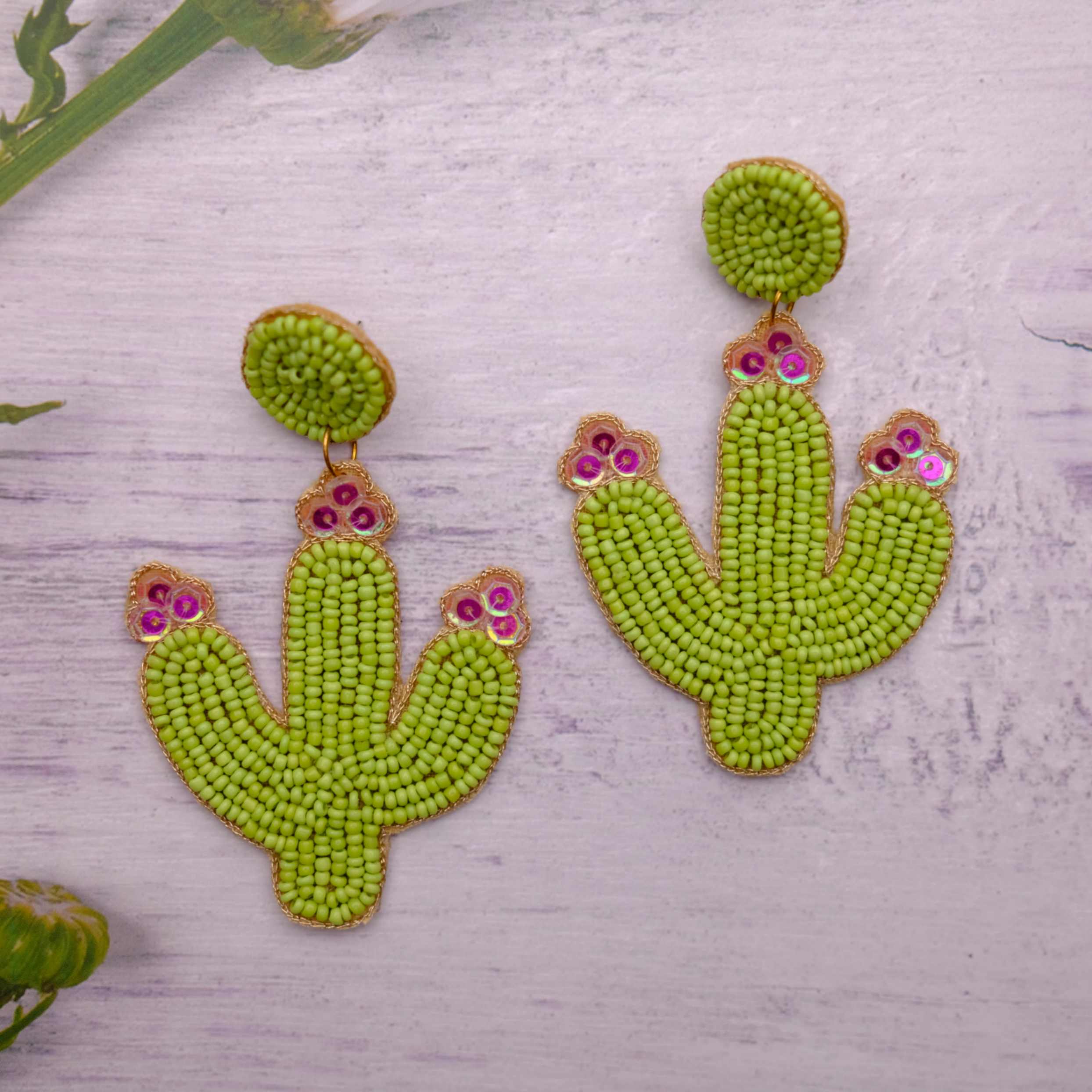 Pink Cactus Earring