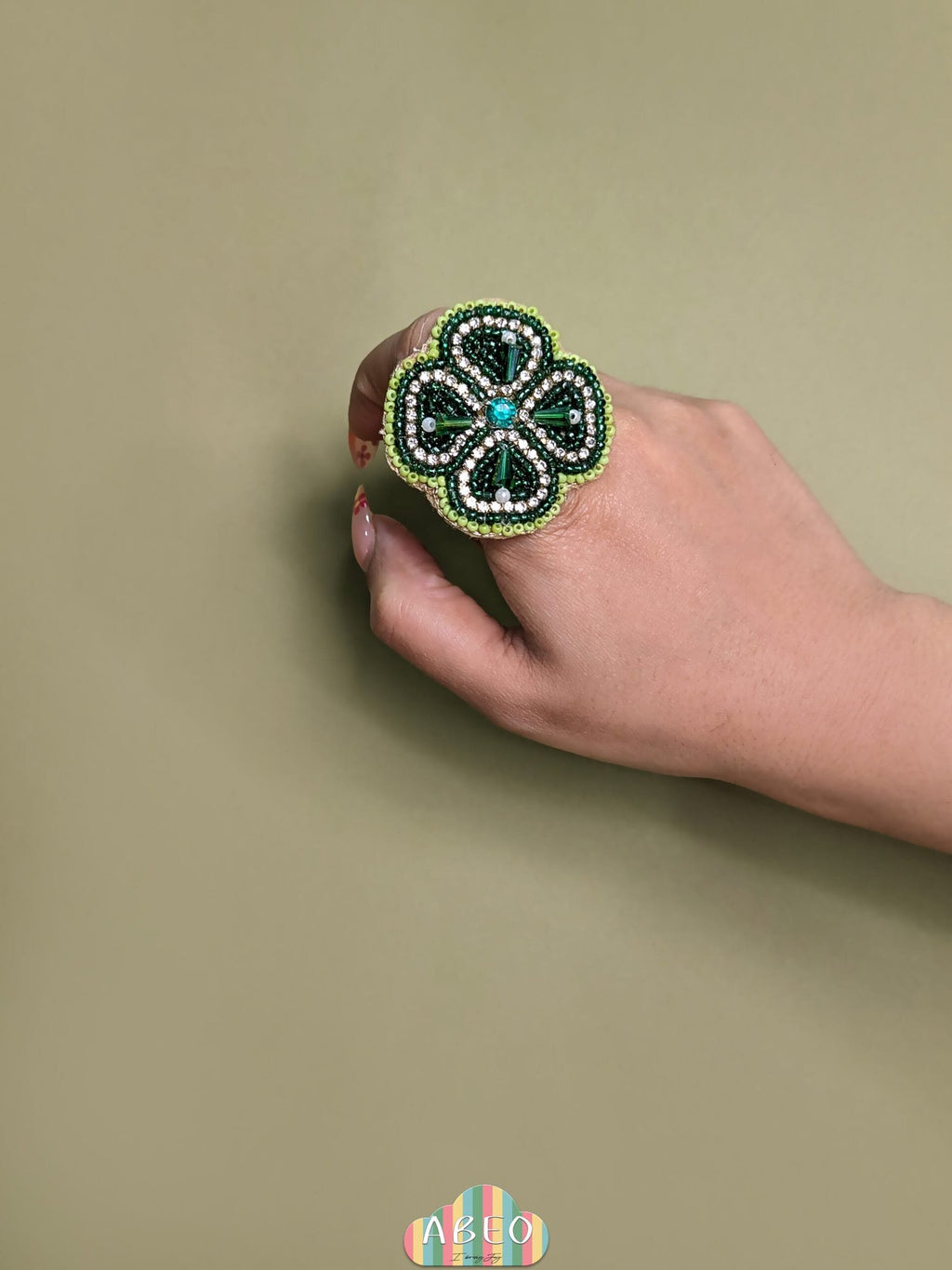 Clover Leaf Beaded Ring