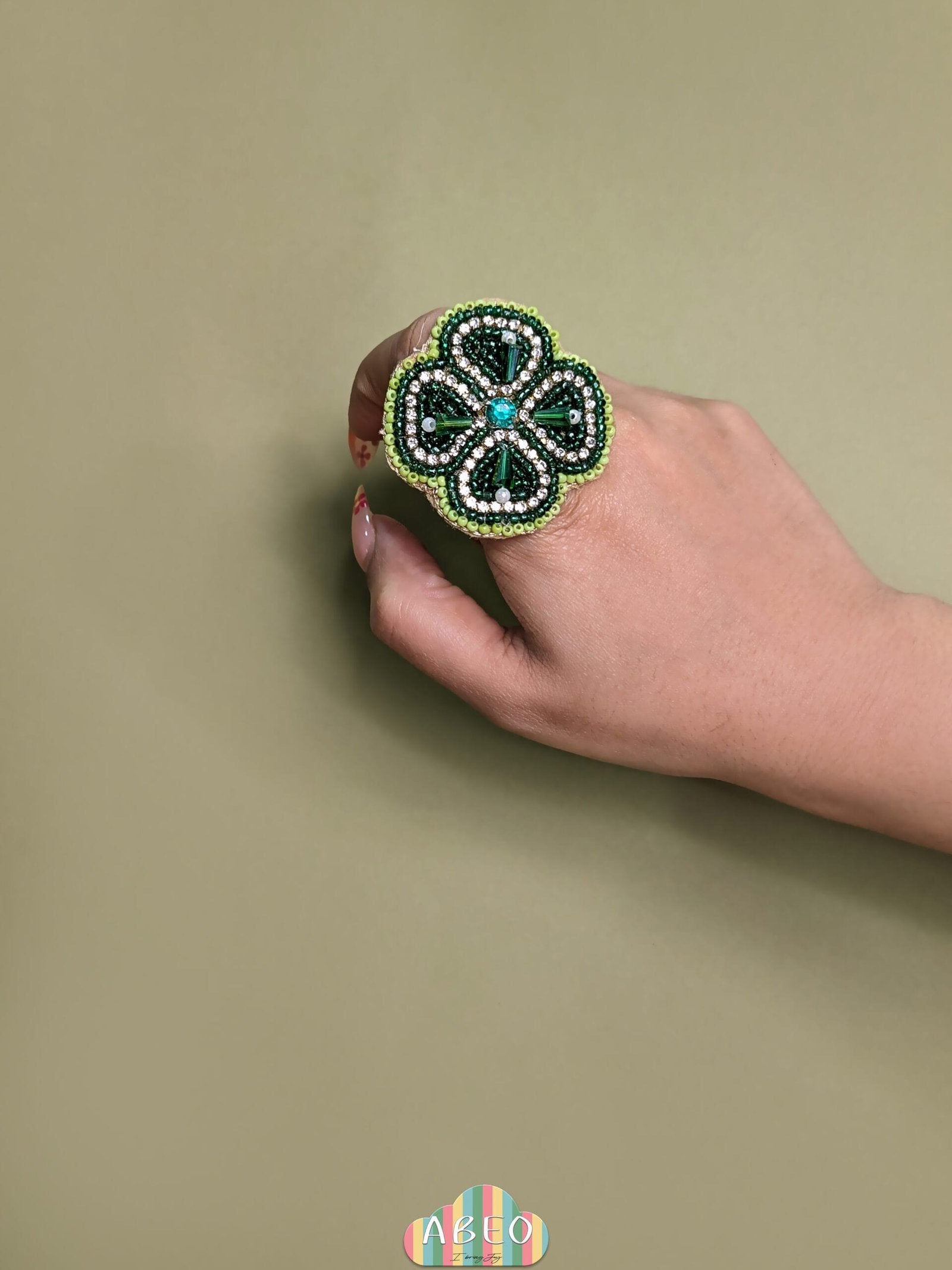 Clover Leaf Beaded Ring