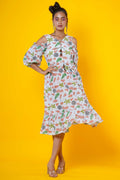 Cold Shoulder Midi Dress In Muslin For Women