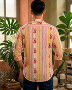 Stripes and Lobster Embroidered Half Shirt