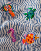 Ocean Embroidered Half Shirt