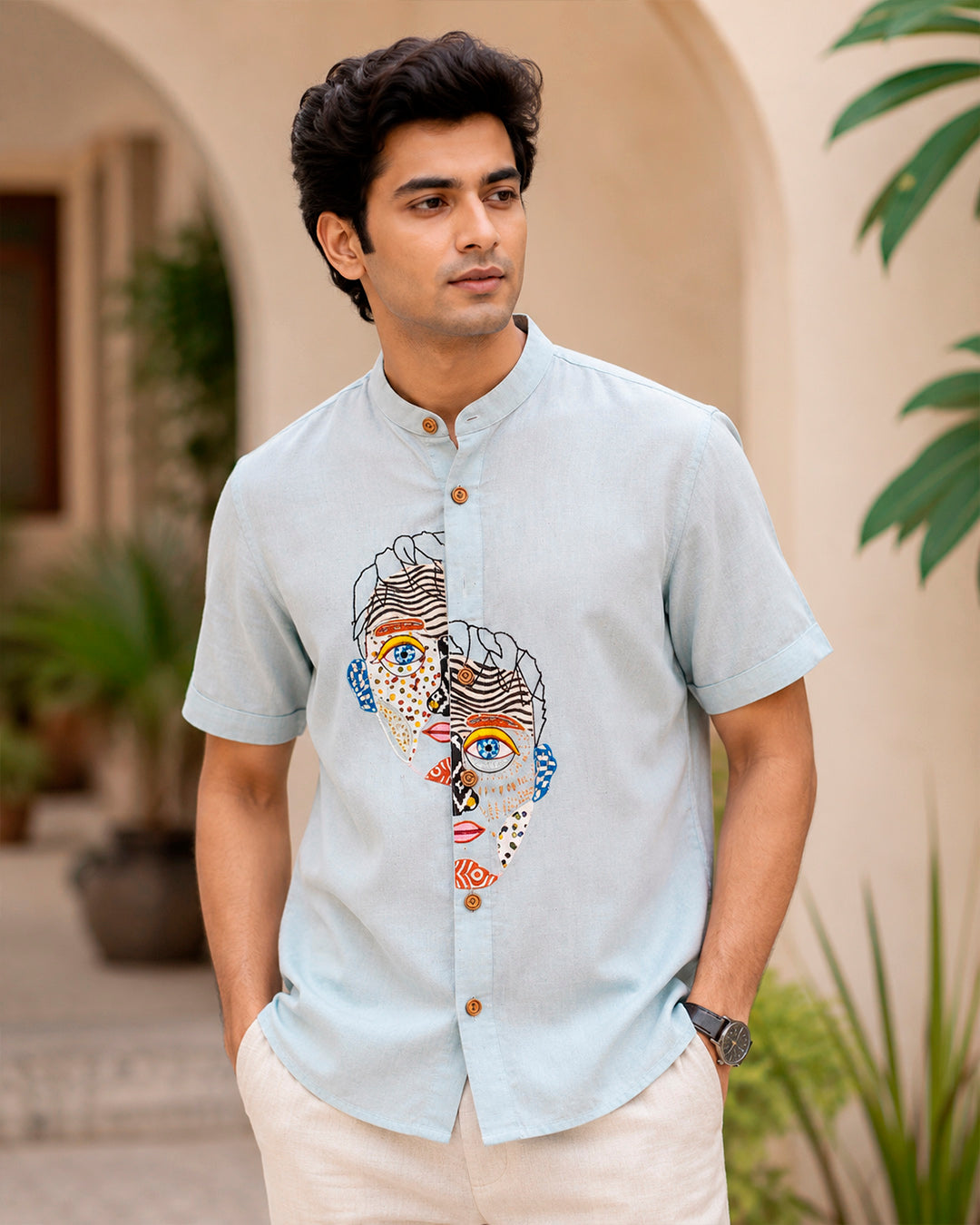 Obsession Embroidered Half Shirt