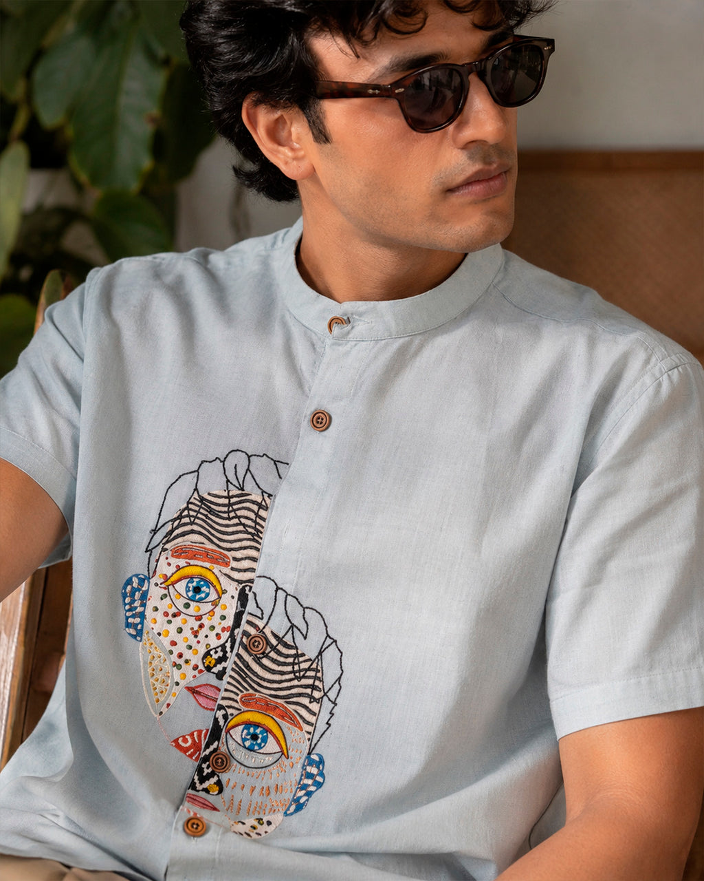 Obsession Embroidered Half Shirt