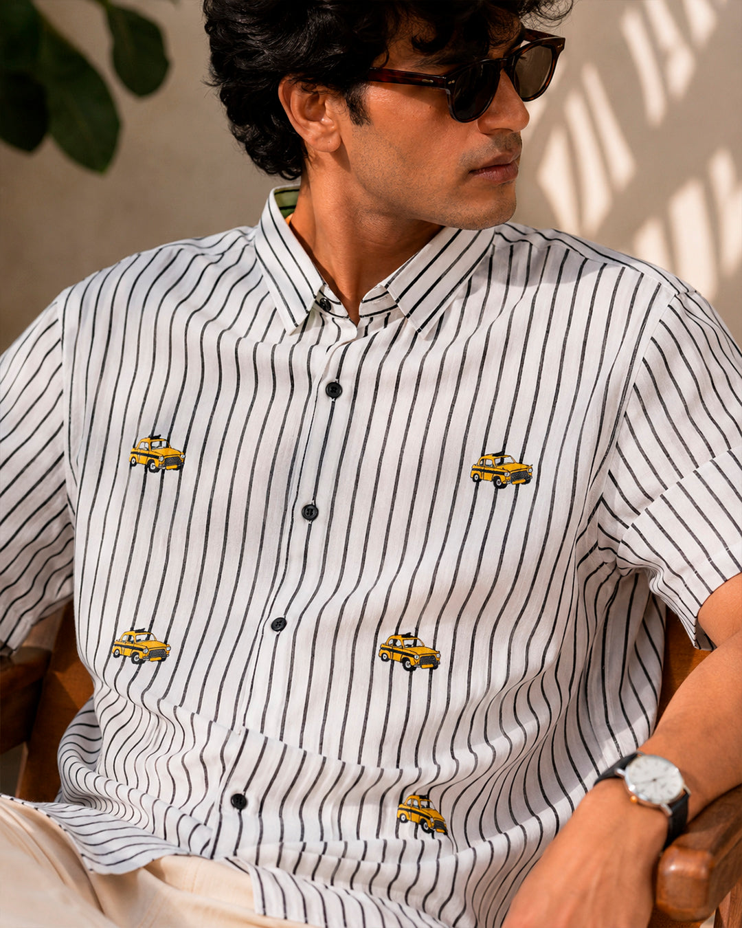 Kolkata Yellow Taxi Embroidered Half Shirt