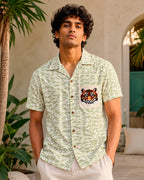 Bengal Tiger Embroidered Half Shirt