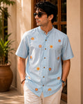 Sun Motif Embroidered Half Shirt