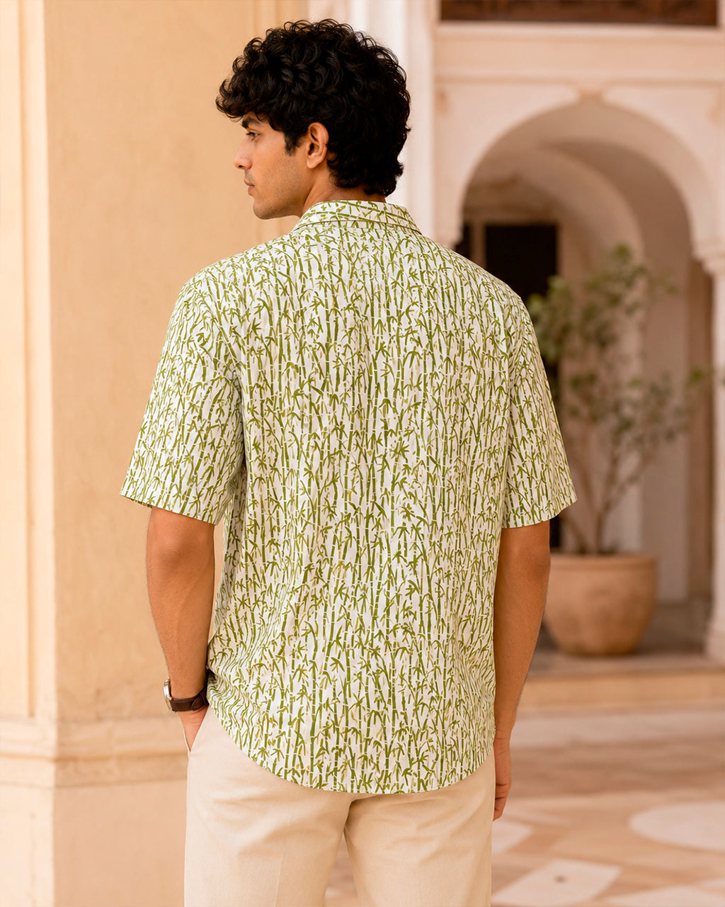 Bamboo Printed Panda Bear Embroidered Half Shirt