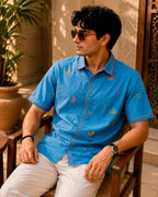 Boat Embellished Embroidered Half Shirt