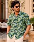 Green Abstract Aari Embroidered Half Shirt