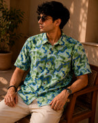 Green Abstract Aari Embroidered Half Shirt