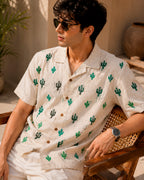 Cactus Embroidered Half Shirt