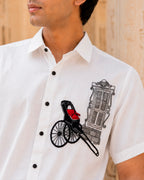 Kolkata Hand Pull Rickshaw Embroidered Half Shirt