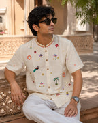 Rajasthani Motif Mirror Embroidered Half Shirt