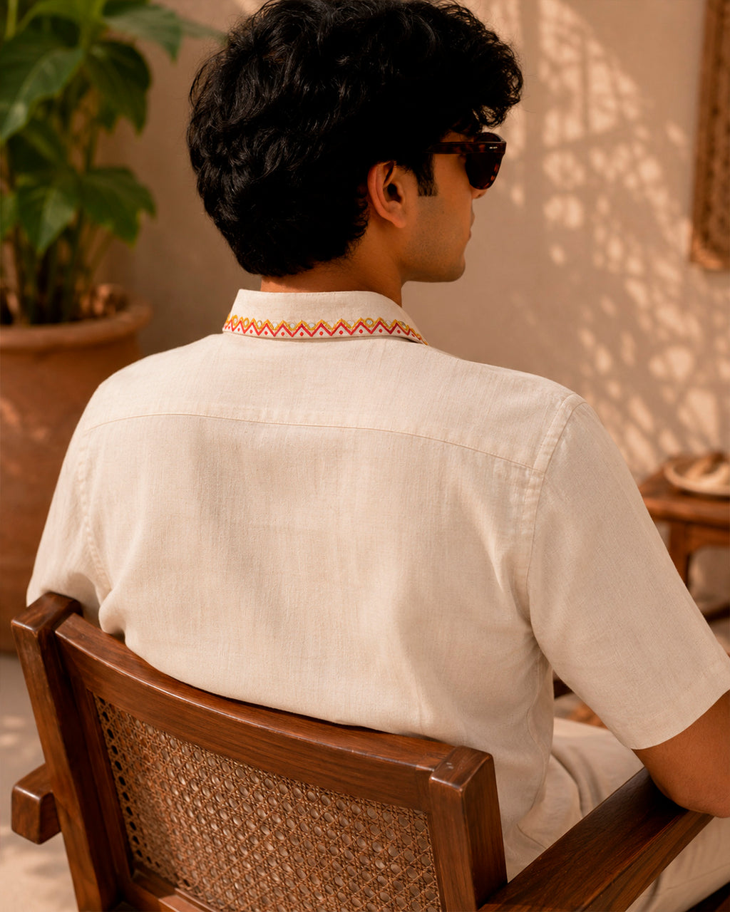 Rajasthani Motif Mirror Embroidered Half Shirt