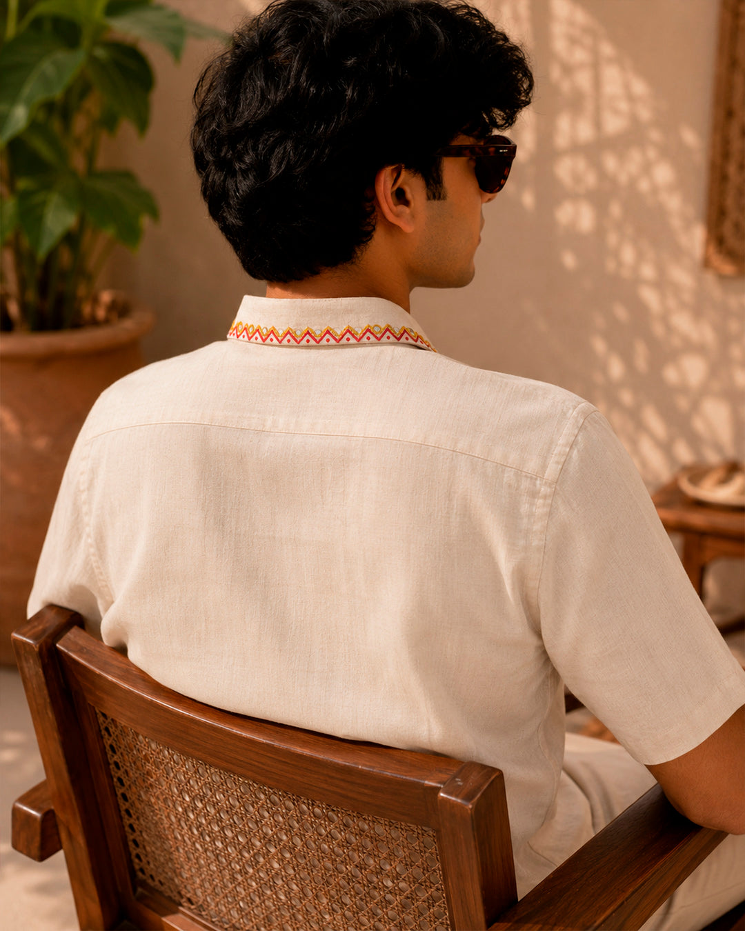 Rajasthani Motif Mirror Embroidered Half Shirt