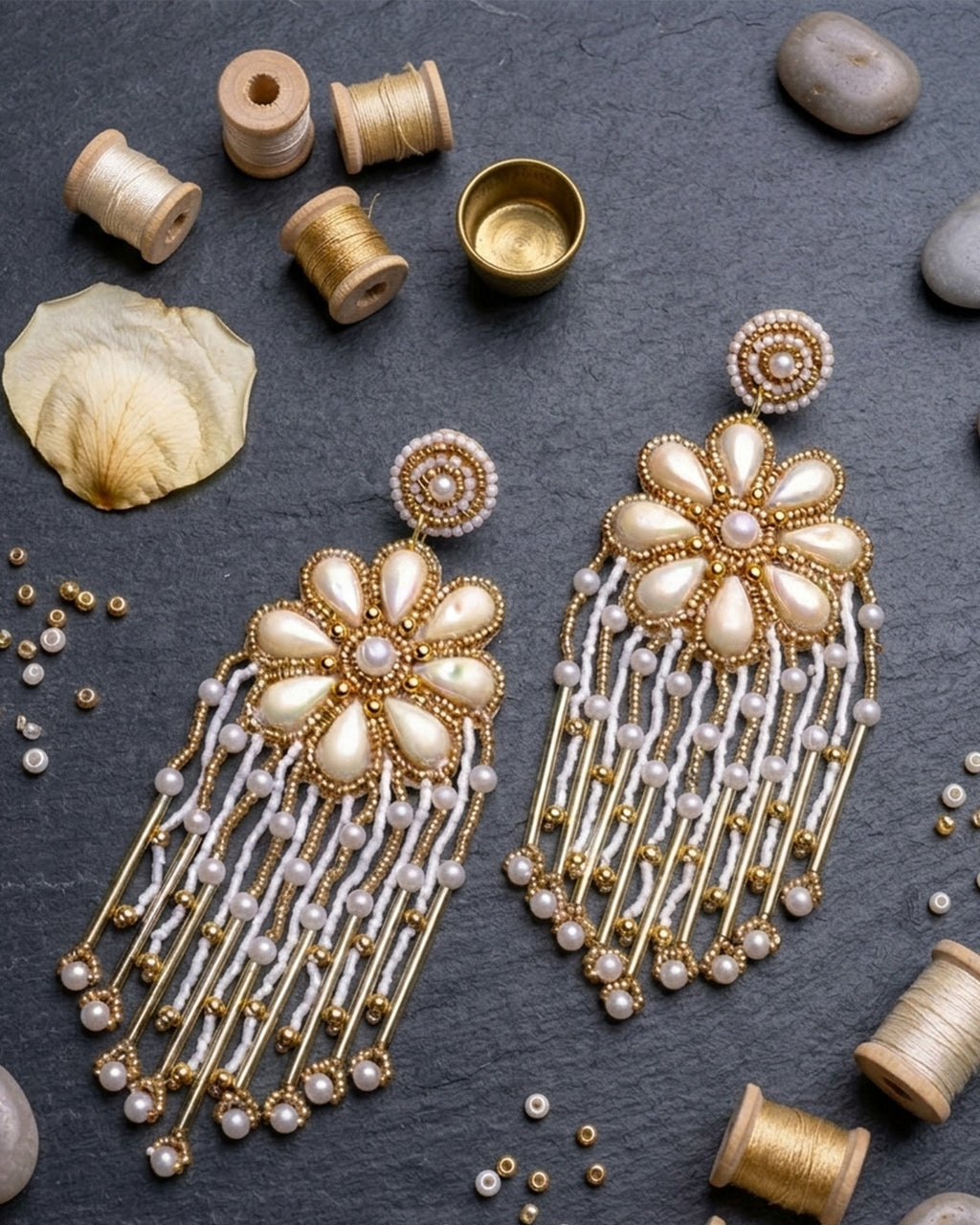 White Zinnia Earring