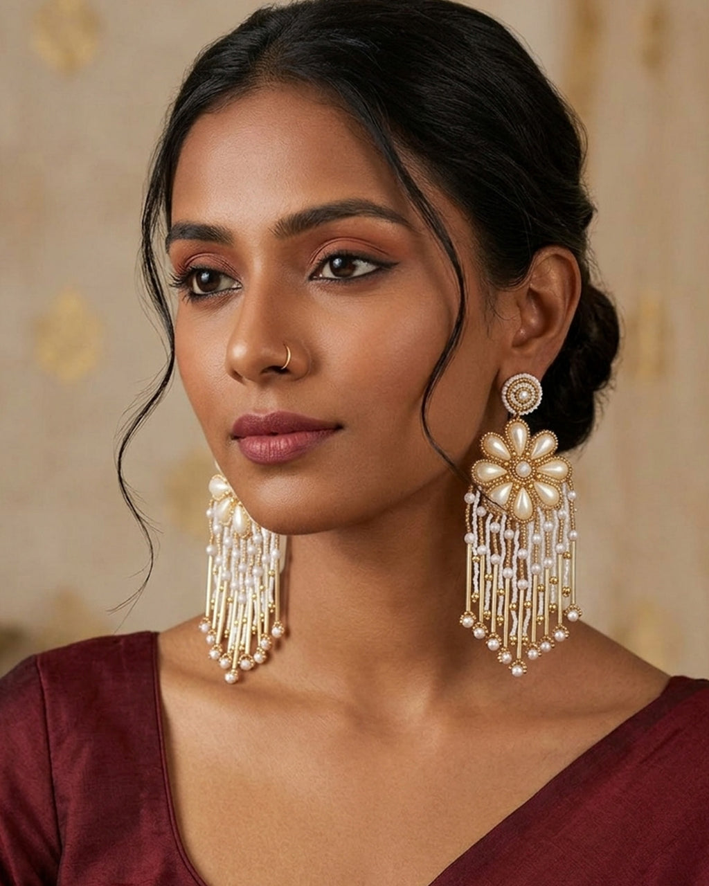 White Zinnia Earring
