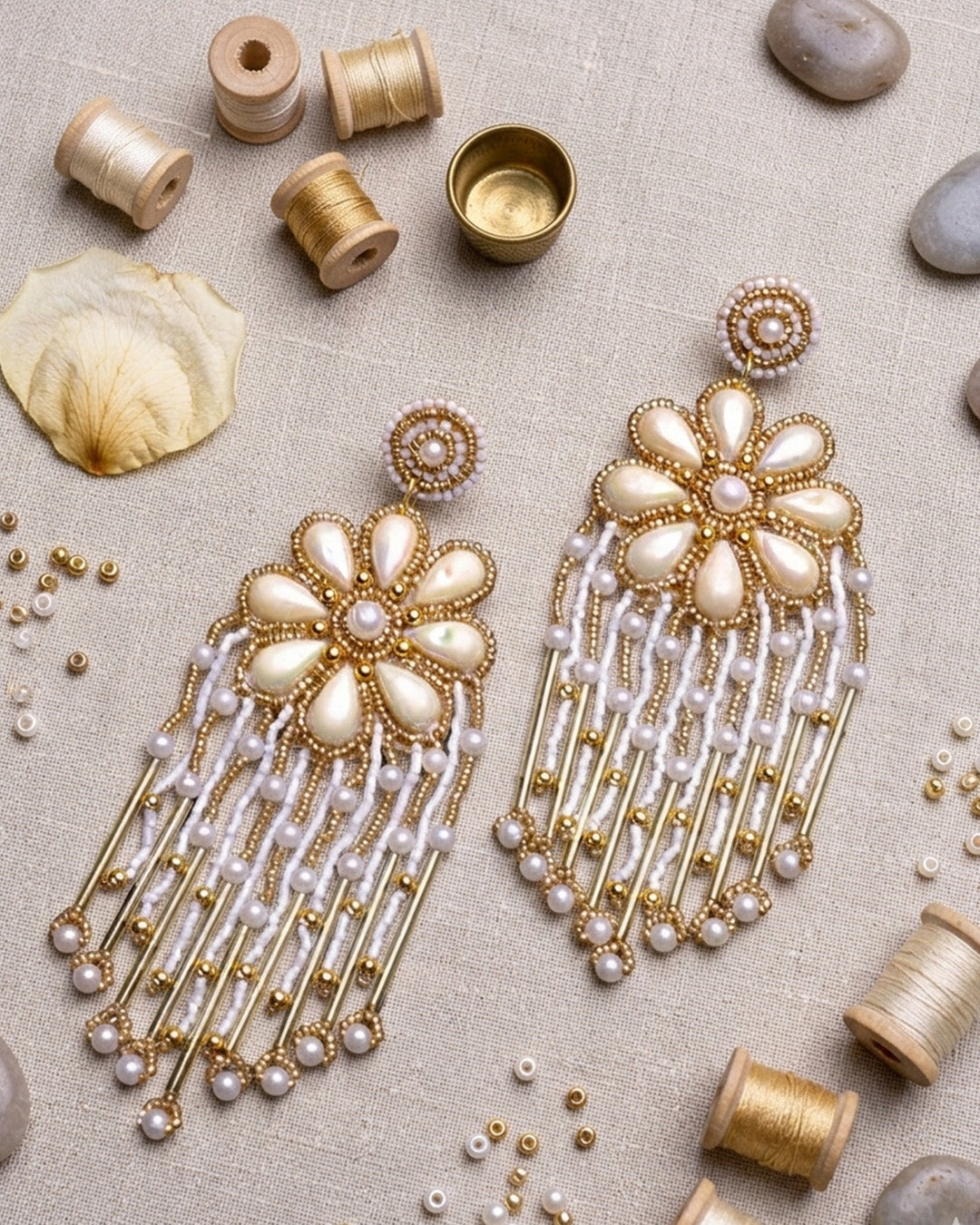 White Zinnia Earring
