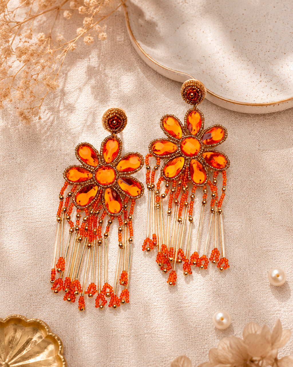 Orange Zinnia Earring