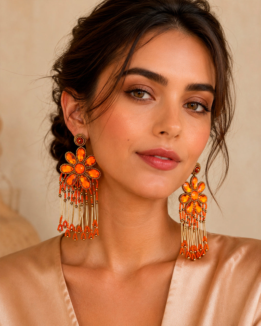 Orange Zinnia Earring