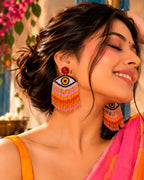Evil Eye Orange Earring