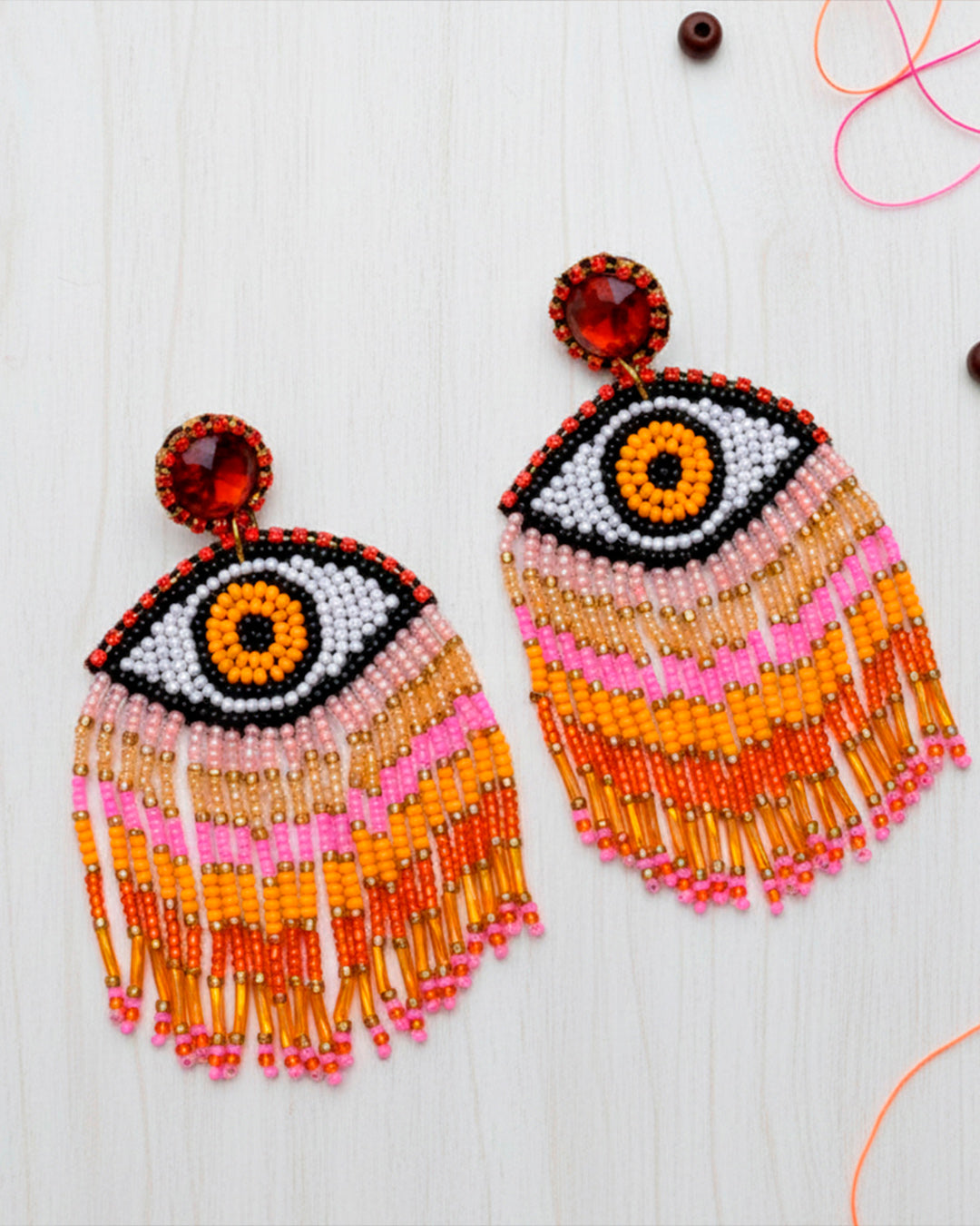 Evil Eye Orange Earring