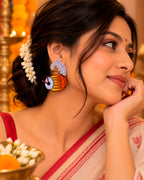 Dhak Earrings (White Accent)