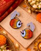 Dhak Earrings (White Accent)