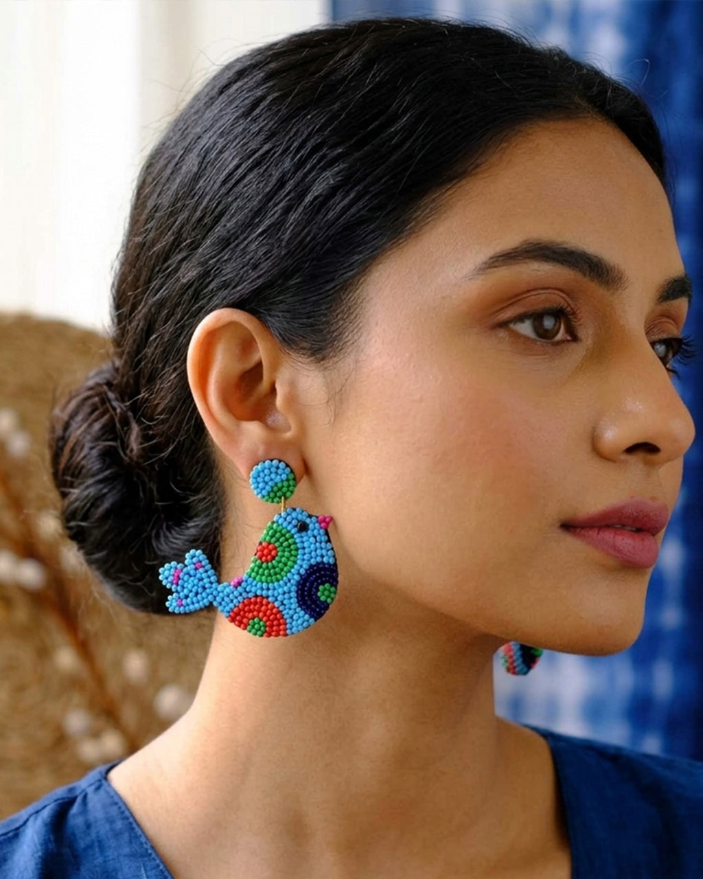Blue Bird Earring