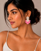 Pink White Stud Earring