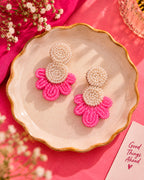 Pink White Stud Earring