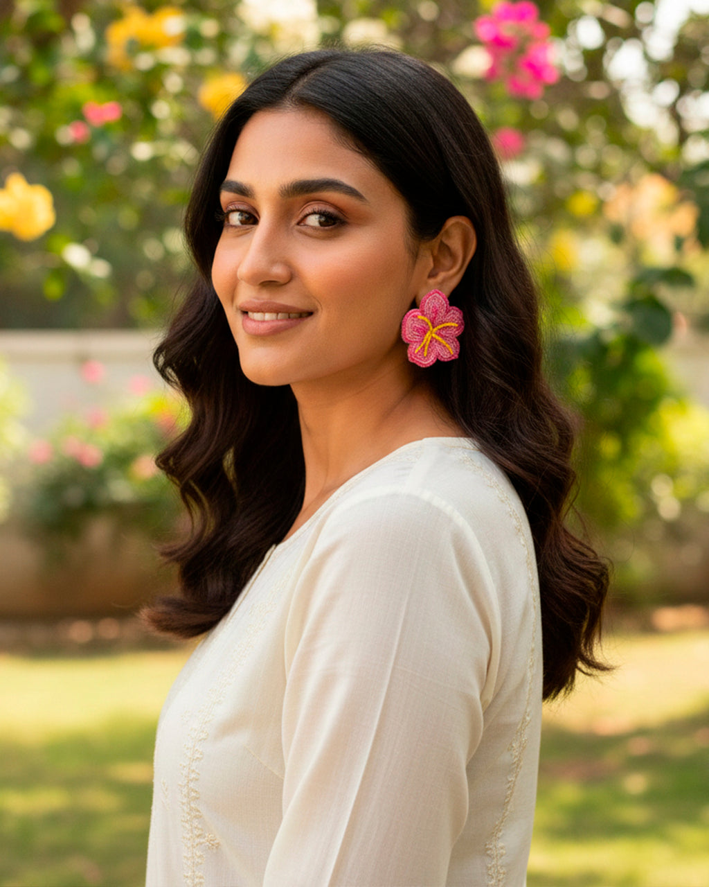 Pink Hibiscus Earring