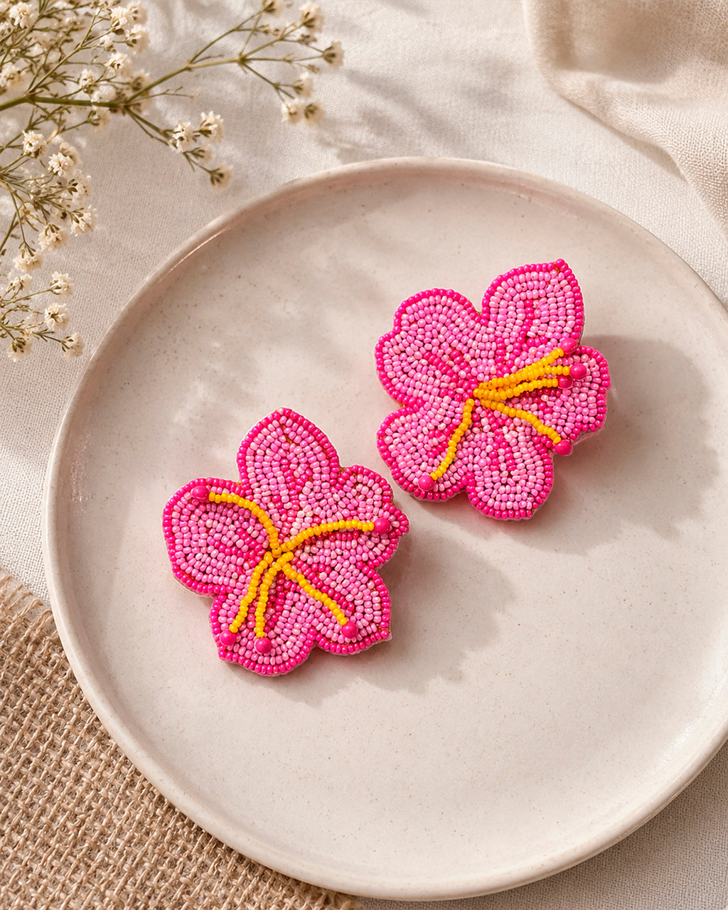 Pink Hibiscus Earring