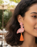 Peach Flamingo Bead Earring