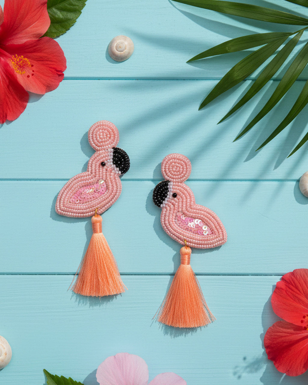 Peach Flamingo Bead Earring