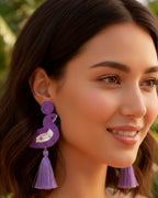Purple Flamingo Bead Earring